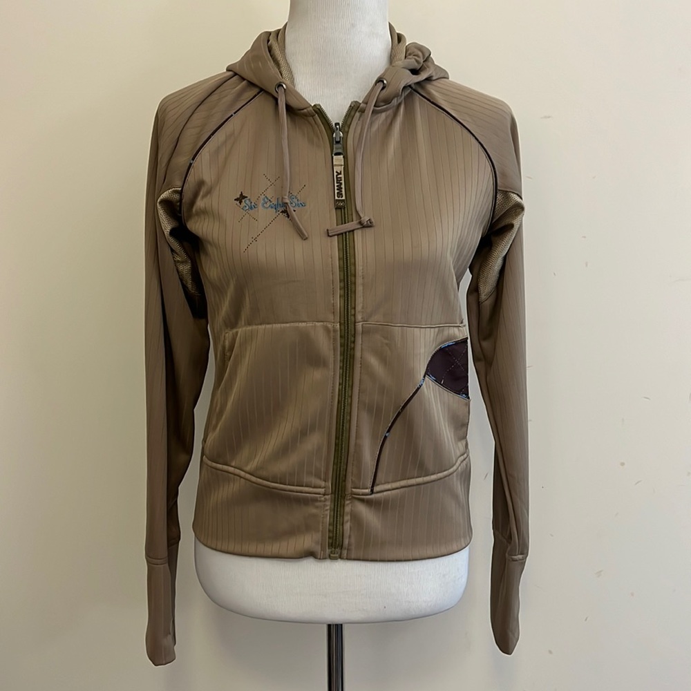 686 Women’s Tan Smarty Full Zip Hoodie with Thumbholes Size Small